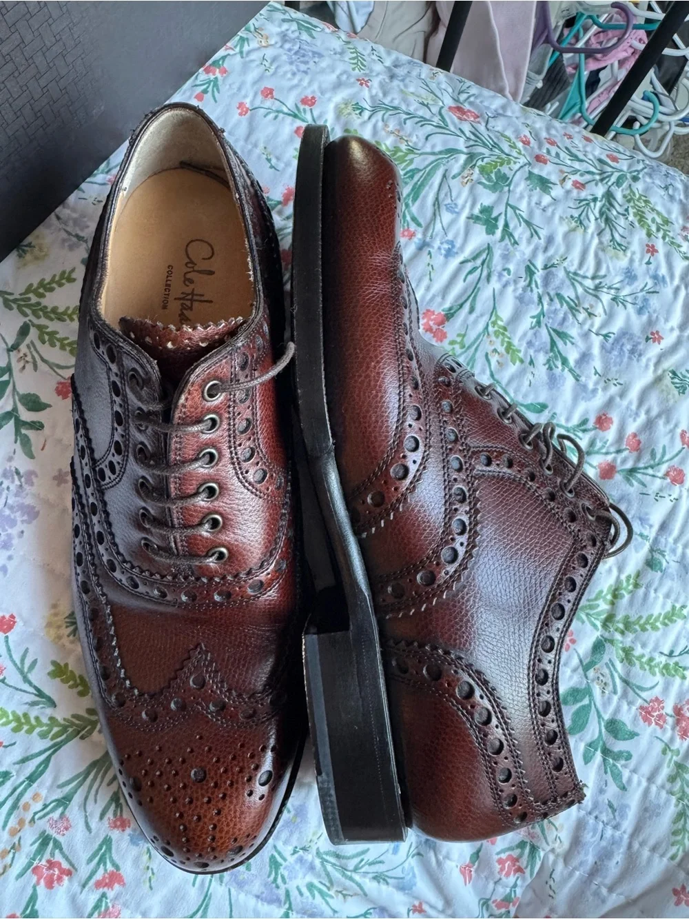 Cole Haan Men’s Dark Brown Leather Wingtip Oxfords